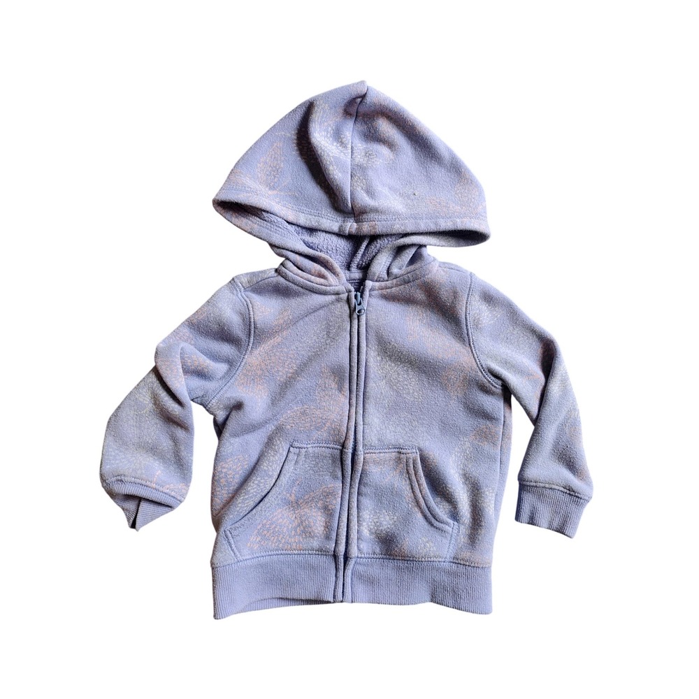 ✅4/25$✅ Oshkosh 12 months baby lilac zip vest jacket butterfly 2 pockets hoodie